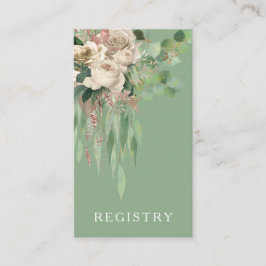 Elegant Green Floral Wedding Registry Begleitkarte