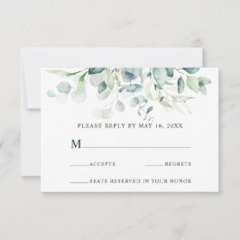 Elegant Green Foliage Wedding RSVP Karte