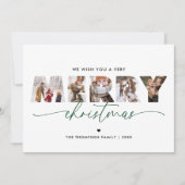 Elegant Green Frohe Weihnachtsfoto Collage Feiertagskarte (Vorderseite)