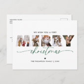 Elegant Green Frohe Weihnachtsfoto Collage Feiertagspostkarte (Vorne/Hinten)