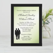 Elegant Green Gay Wedding Einladung (Stehend Vorderseite)