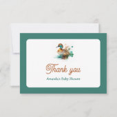 Elegant Green Gerahmt Mallard Duck Baby Shower Dankeskarte (Vorderseite)