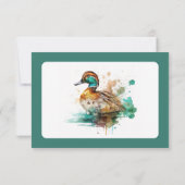Elegant Green Gerahmt Mallard Duck Baby Shower Dankeskarte (Rückseite)