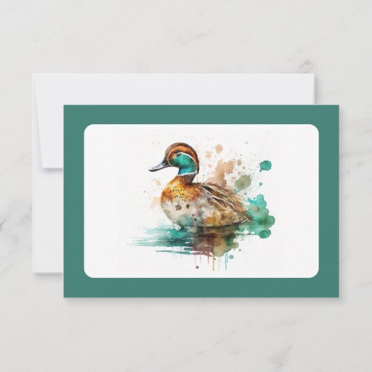 Elegant Green Gerahmt Mallard Duck Baby Shower Dankeskarte (Rückseite)