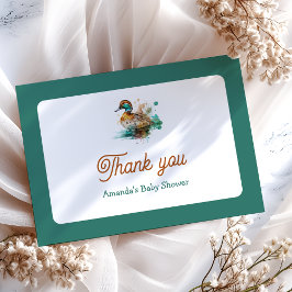Elegant Green Gerahmt Mallard Duck Baby Shower Dankeskarte