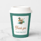 Elegant Green Gerahmt Mallard Duck Baby Shower Pappbecher (Rückseite)
