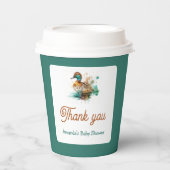 Elegant Green Gerahmt Mallard Duck Baby Shower Pappbecher (Vorderseite)