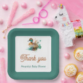 Elegant Green Gerahmt Mallard Duck Baby Shower Pappteller (Party)