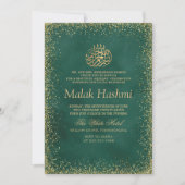 Elegant Green Gliter Baby Islamic Aqiqa Einladung (Vorderseite)