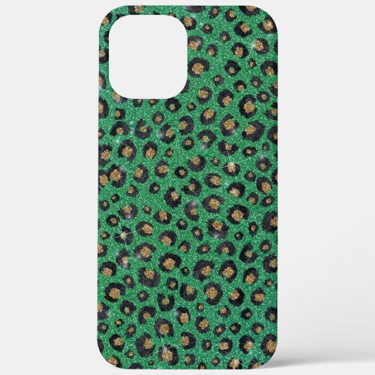 Elegant Green Glitter Black Gold Leopard Case-Mate iPhone Hülle (Rückseite)