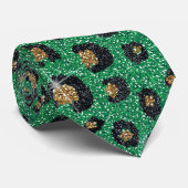 Elegant Green Glitter Black Gold Leopard Krawatte (Gerollt)