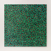 Elegant Green Glitter Black Gold Leopard Puzzle (Horizontal)