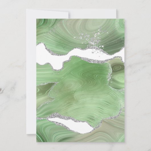 ELEGANT GREEN GLITZER MARBLE WEDING EINLADUNG (Rückseite)