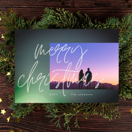 Elegant Green Glow Christmas Gradient Ombre Feiertagskarte