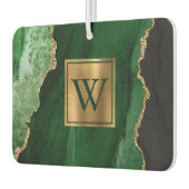 Elegant Green Gold Agate Monogram Autolufterfrischer (Links)
