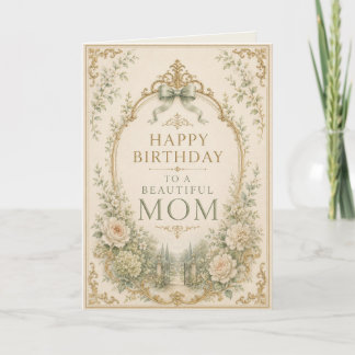 Elegant Green & Gold Birthday Card for Mom Karte