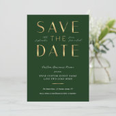 Elegant Green & Gold Business Event Corporate Save The Date (Stehend Vorderseite)