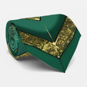 Elegant Green Gold Chevron Pattern Krawatte (Gerollt)