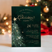 Elegant Green Gold Christmas Party Einladung