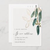 Elegant Green Gold Eucalyptus Branch I übertragen Postkarte (Vorne/Hinten)