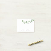 Elegant Green Gold Eucalyptus Leaf Name Post-it Klebezettel (Auf Schreibtisch)
