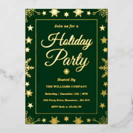 Elegant Green Gold Foil Corporate Holiday Party Folieneinladung