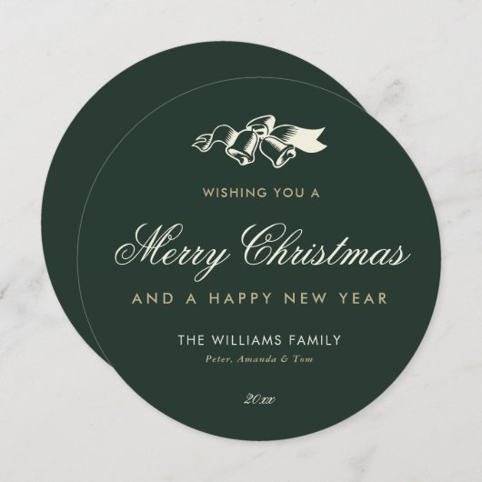 Elegant Green Gold Frohe Weihnachten (Vorne/Hinten)