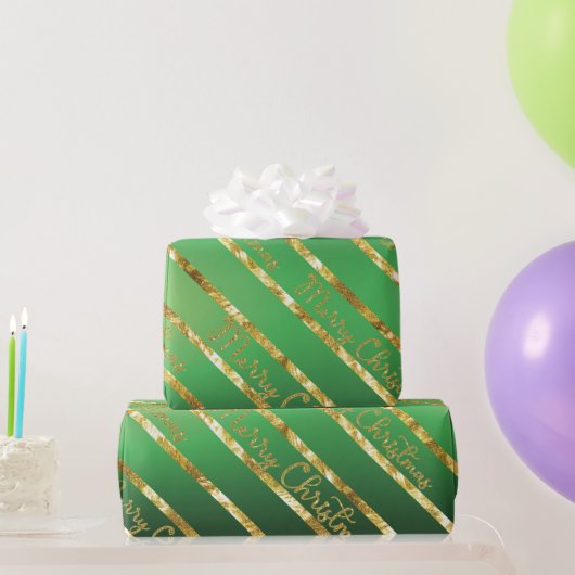 Elegant Green Gold Frohe Weihnachten Geschenkpapier (Partygeschenke)