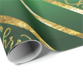 Elegant Green Gold Frohe Weihnachten Geschenkpapier (Rolleneckpunkt)