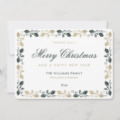 Elegant Green Gold Frohe Weihnachten Glück Neues J (Vorderseite)