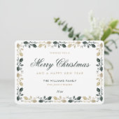 Elegant Green Gold Frohe Weihnachten Glück Neues J (Stehend Vorderseite)