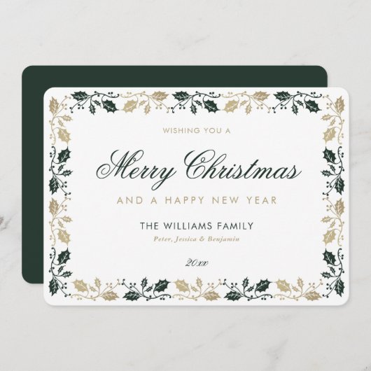 Elegant Green Gold Frohe Weihnachten Glück Neues J (Vorne/Hinten)