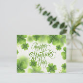Elegant Green Gold Glitter St Patricks Day Script Postkarte (Stehend Vorderseite)