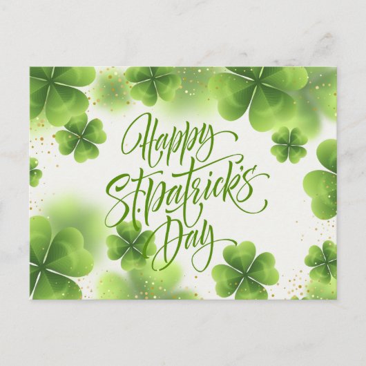 Elegant Green Gold Glitter St Patricks Day Script Postkarte (Vorderseite)