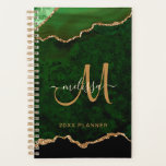 Elegant Green Gold Glitzer Agate Monogram 2024 Planer<br><div class="desc">Dieser elegante personalisierte Planer behalte Ihren Zeitplan organisiert und zeigt ein smaragdgrünes Apache-Muster mit Imitaten goldenen Glitzer. Passen Sie Ihre Monografie und Ihren Namen in der handgeschriebenen Skriptkalligrafie an. Unten steht "20XX PLANNER". Entworfen für Sie von ExtremeTees.</div>