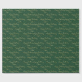 Elegant Green Gold Happy Birthday PersonalizedGift Geschenkpapier (Flach)