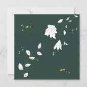 Elegant Green Gold Line Art Floral Geometric Einladung (Rückseite)
