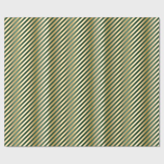 Elegant Green Gold Luxury Stripe Pattern Geschenkpapier (Flach)