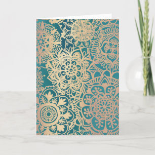 Elegant Green Gold Mandala Muster Blank Weihnachte Feiertagskarte