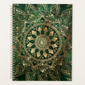 Elegant Green Gold Mandala Planer (Vorderseite)