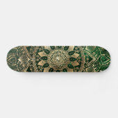 Elegant Green Gold Mandala Skateboard (Horizontal)