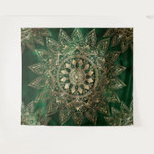 Elegant Green Gold Mandala Wandteppich (Vorderseite (Horizontal))