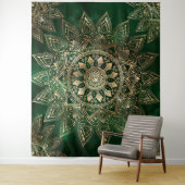 Elegant Green Gold Mandala Wandteppich (Beispiel)