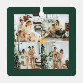 Elegant green & Gold Merry Christmas Photos -  Ornament Aus Metall (Vorderseite)