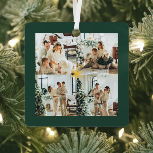 Elegant green & Gold Merry Christmas Photos - Ornament Aus Metall (InSitu)