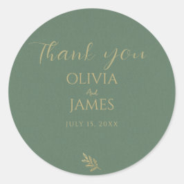 Elegant Green & Gold Minimalistisch Vielen Dank fü Runder Aufkleber