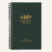 Elegant Green & Gold Monogram Bullet Page Journal Notizblock (Vorderseite)