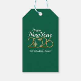 Elegant Green & Gold “New Year 2026” Personalized Geschenkanhänger