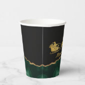Elegant Green Gold Santa Sleigh Merry Christmas Pappbecher (Rechts)