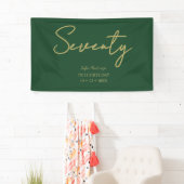 Elegant Green & Gold Seventy Birthday Party Banner (Insitu)